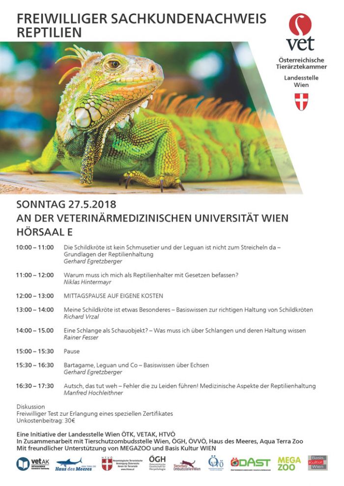 Ankündigung freiwilliger Sachkundenachweis für Reptilien Ankündigung freiwilliger Sachkundenachweis für Reptilien